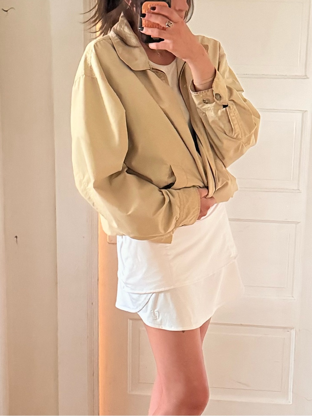 Beige Bomber Jacket - Men's Classic Zip-Up